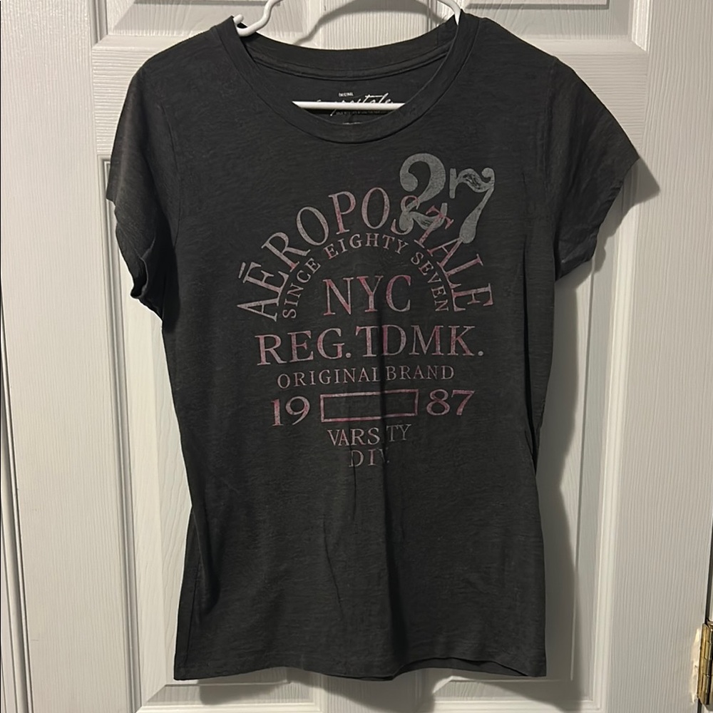 Aeropostale Women's Charcoal Graphic Tee